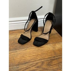 Asos Black Ankle Strap Block Heels High Chunky Heel Dress Shoe Size 8 Worn Twice